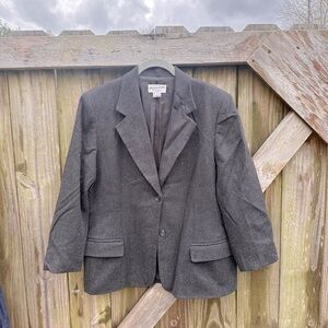 Pendleton Vintage 100% Virgin Wool Button Front Dark Grey Blazer Jacket